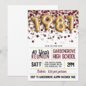 1981 Reünie van de middelbare school Kaart (Voorkant / Achterkant)