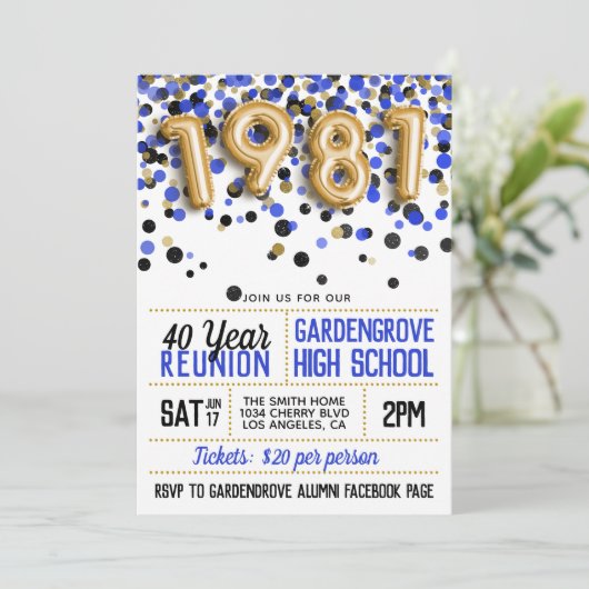 1981 Reunion middelbare school Kaart (Staand voorkant)