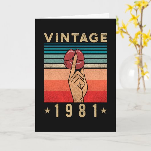 1981 Verjaardagscadeau Retro Vrouw Kaart (Gele Bloem)