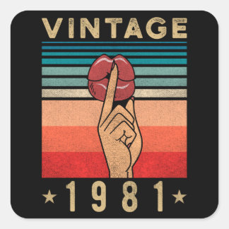 1981 Verjaardagscadeau Retro Vrouw Vierkante Sticker