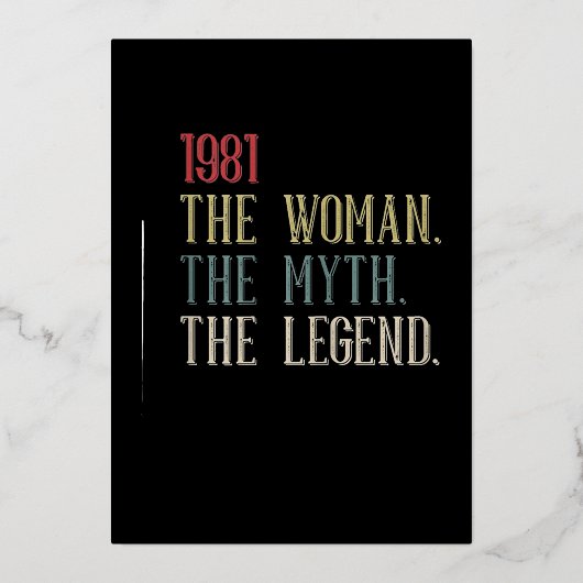 1981 Vrouw: Myth Legend Retro Folie Feestdagenkaart (Voorkant)