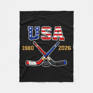 1982 2026 Hockey Vintage Usa Gekruiste Sticks Fleece Deken