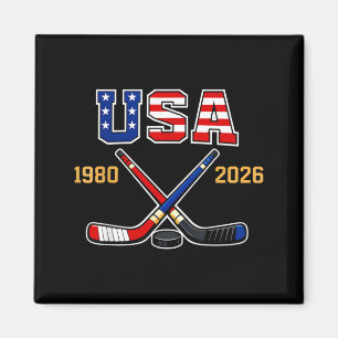 1982 2026 Hockey Vintage Usa Gekruiste Sticks Magneet