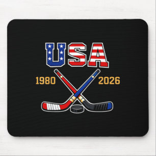 1982 2026 Hockey Vintage Usa Gekruiste Sticks Muismat