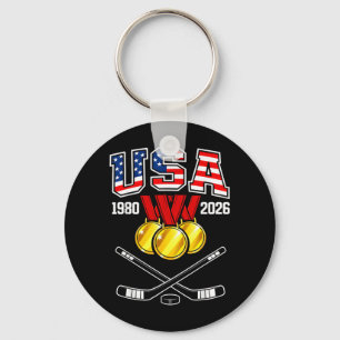 1982 2026 Hockey Vintage Usa Gekruiste Sticks Sleutelhanger