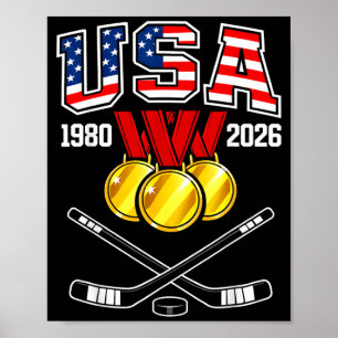 1982 2026 Hockey Vintage VS Gekruiste Sticks Poster