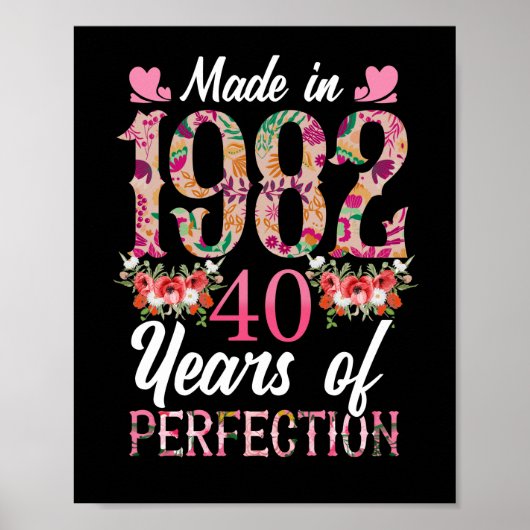 1982 40 jaar oud 40e 40 jaar perfect poster (Voorkant)