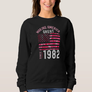 1982 40 jaar oude vrouwen roze Camo Usa Fl. Trui