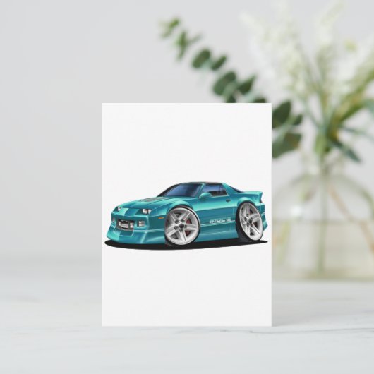 1982-92 Blauwgroen auto van Camaro Briefkaart (Staand voorkant)