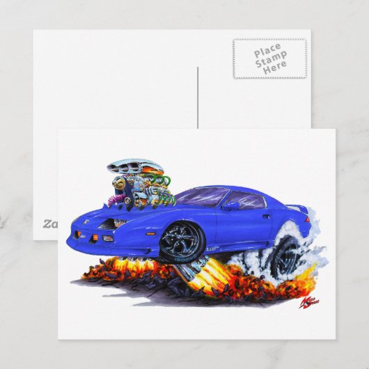 1982-92 Camaro Blue Car Briefkaart (Voorkant / Achterkant)