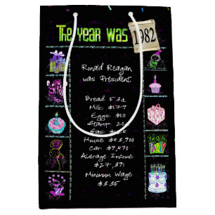 1982 Birthday Trivia Fun Feit Medium Cadeauzakje