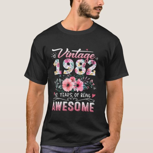 1982 Bloemen 42 jaar oud 42e verjaardagspark T-shirt (Voorkant)