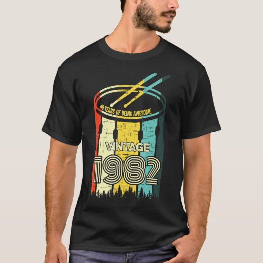 1982 dag 40 jaar Geweldige drum P T-shirt (Voorkant)