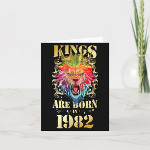 1982 Geboren Koning Kroon Leeuw Verjaardag Quote Kaart