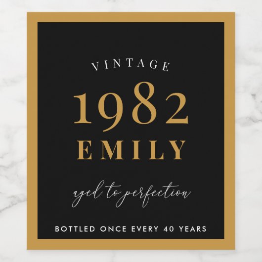  1982 Klassieke persoonlijke 40e verjaardag Wijn Etiket (Enkel label)