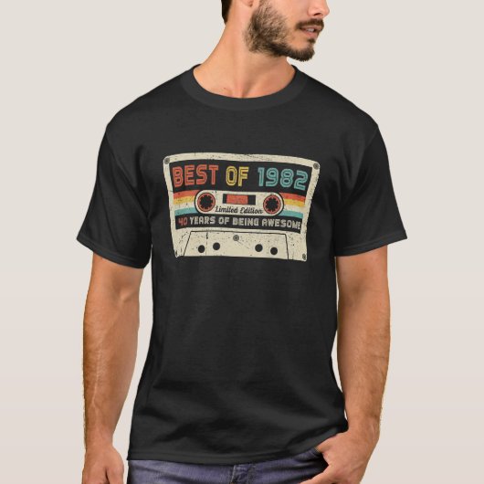  1982 Retro Cassette 40e verjaardag 40 jaar T-shirt (Voorkant)