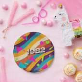 1982 - Retro  jaren '80 Neon geometrisch - Papieren Bordje (Feest)