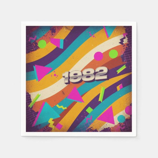1982 - Retro  jaren '80 Neon geometrisch - Servet (Voorkant)