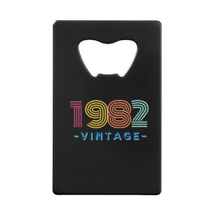 1982 Retro Streep Regenboog Neon Cijfers Cadeau Creditkaart Flessenopener