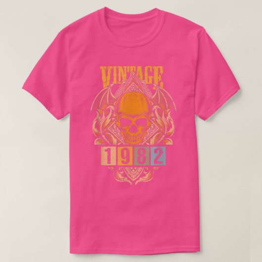 1982 Verlosdag Retro Gothic Skull Skeleton T-shirt (Design voorkant)