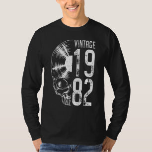 1982 Vinyl Record Audiophile Gothic Skull T-shirt