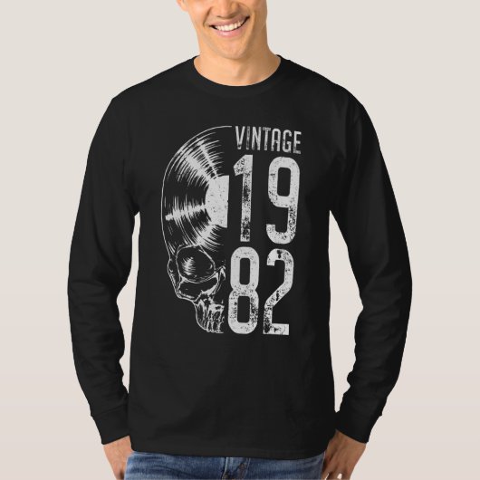 1982 Vinyl Record Audiophile Gothic Skull T-shirt (Voorkant)