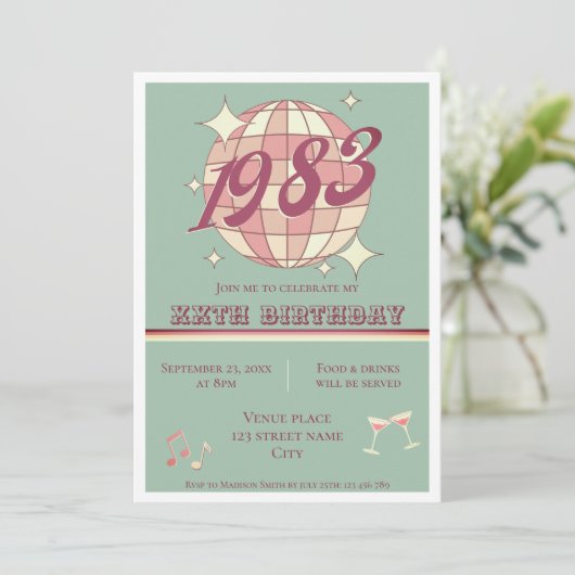 1983 41e 42e verjaardagsfeestje Uitnodiging (Staand voorkant)