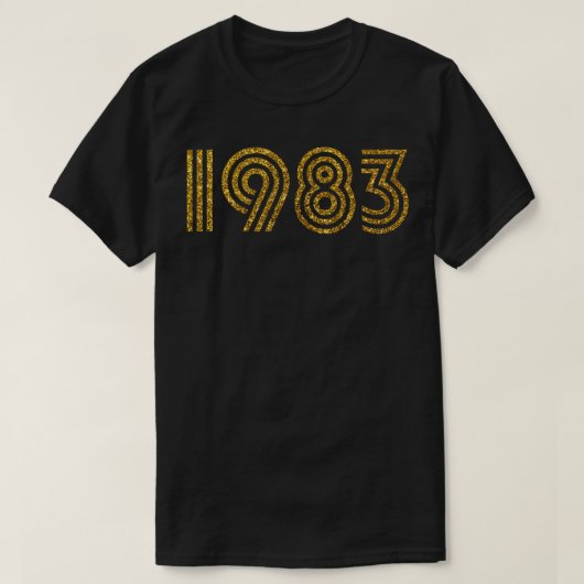 1983 Geboortejaar Glitter Effect T-shirt (Design voorkant)