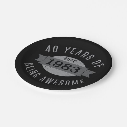 1983 Geweldige 40ste verjaardag Papieren Bordje (Gekanteld)