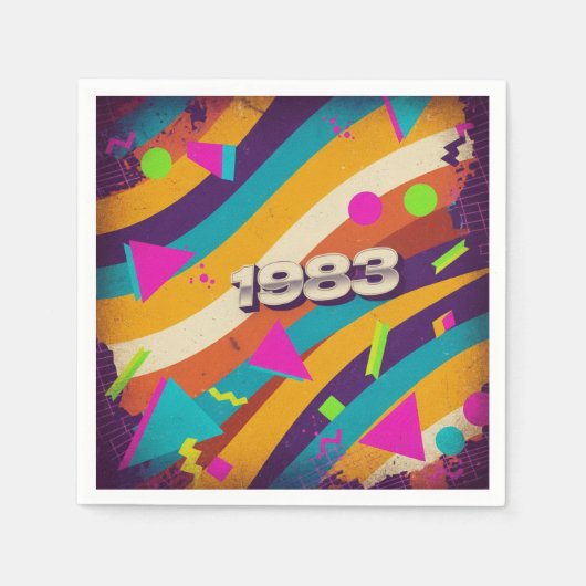 1983 - Retro  jaren '80 Neon geometrisch - Servet (Voorkant)