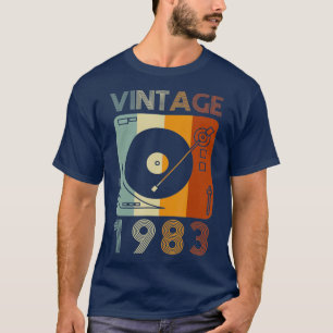  1983 Retro Record Player Birthday Vinyl T-shirt