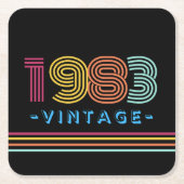 1983  Retro Stripe Neon Bright Kartonnen Onderzetters (Voorkant)