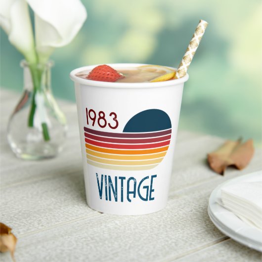  1983 Retro Stripe Sun Papieren Bekers (Insitu)