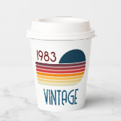 1983 Retro Stripe Sun Papieren Bekers (Achterkant)