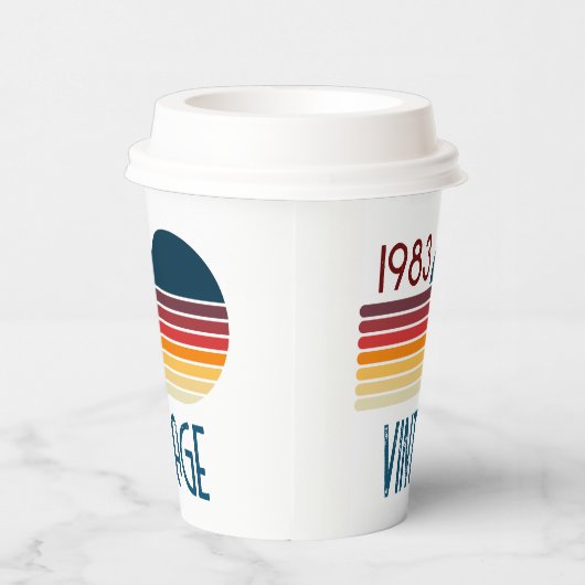  1983 Retro Stripe Sun Papieren Bekers (Rechts)