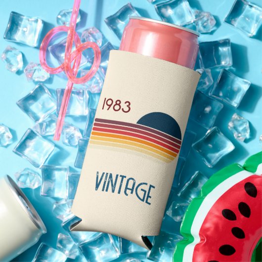 1983 Retro Stripe Sun Seltzer Blikjeskoeler (Insitu Zomer)