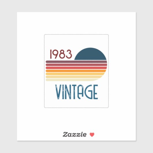  1983 Retro Stripe Sun Sticker (Vel)