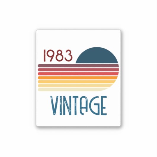 1983 Retro Stripe Sun Sticker (Voorkant)