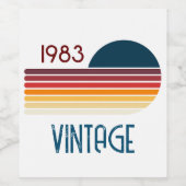  1983 Retro Stripe Sun Wijn Etiket (Enkel label)