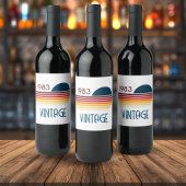  1983 Retro Stripe Sun Wijn Etiket