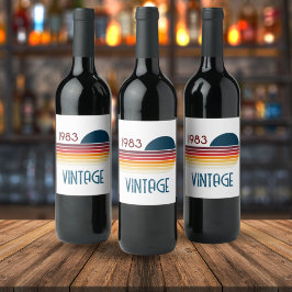  1983 Retro Stripe Sun Wijn Etiket