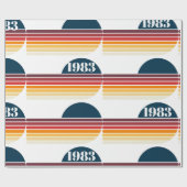 1983  Retro Stripe Zon Verjaardag Cadeaupapier (Vlak)