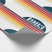 1983  Retro Stripe Zon Verjaardag Cadeaupapier (Hoek)