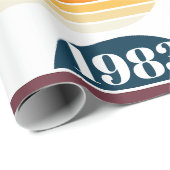 1983  Retro Stripe Zon Verjaardag Cadeaupapier (Rol Hoek)