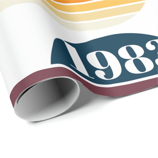 1983  Retro Stripe Zon Verjaardag Cadeaupapier (Rol Hoek)