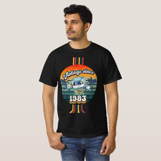  1983 Retro Throwback 42e Verjaardag T-shirt (Voorkant volledig)