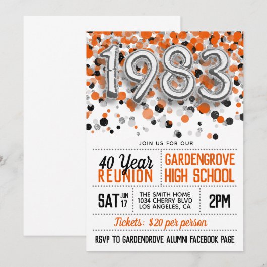 1983 Uitnodiging tot hereniging van de middelbare  (Voorkant / Achterkant)