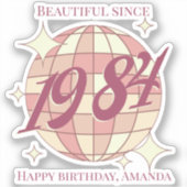 1984 40e verjaardag retro party decor sticker (Voorkant)