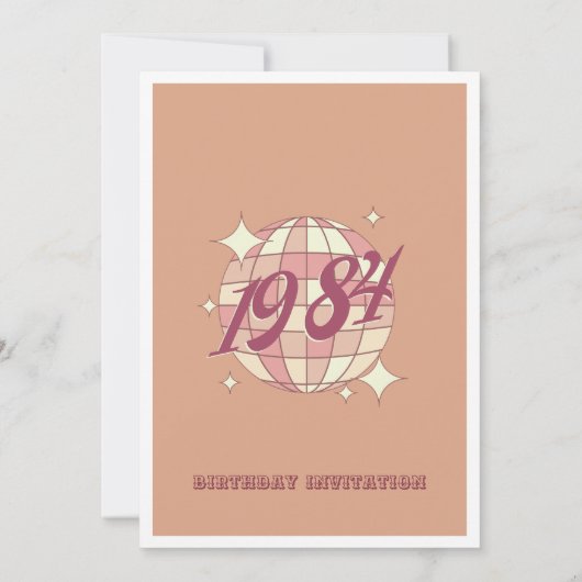  1984 40ste verjaardag roze feestje Uitnodiging (Achterkant)