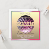  1984 40ste verjaardag roze kaart (Voorkant / Achterkant in situ)